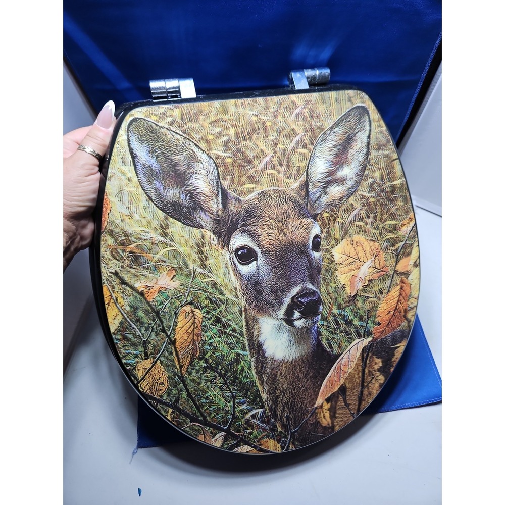 3D Holographic Deer Camo Toilet Seat Woodland Hunting Hunter Camp New Vintage
